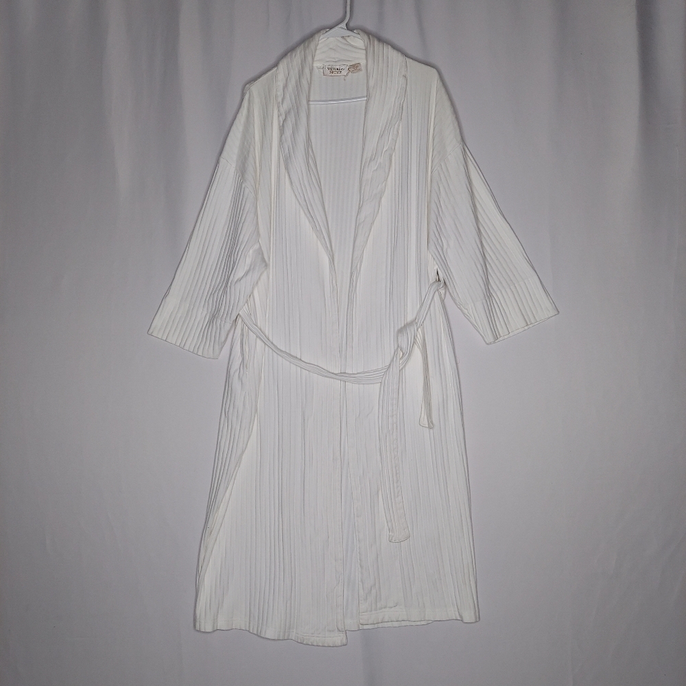 Victoria's Secret Gold Label Robe M/L Cotton White Medium-Weight Tie‎ Pocket 90s